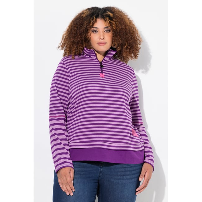 T-shirt à manches longues et col camionneur violet foncé <span itemprop=