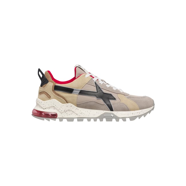 Sneakers en tissu technique et en daim BREEZE 3-M. gris tourterelle-sable <span itemprop=