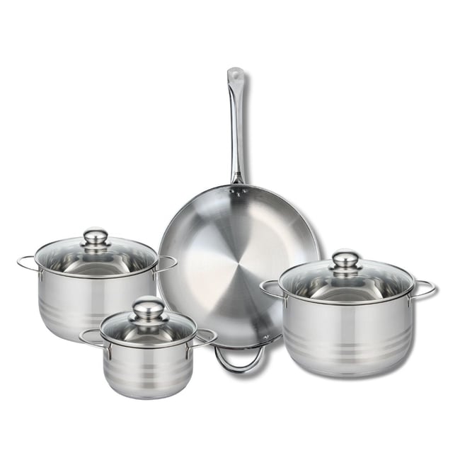 Batterie 1 poêle 32cm + 3 faitouts 16/20/24cm PROFI BRILLANT gris <span itemprop=
