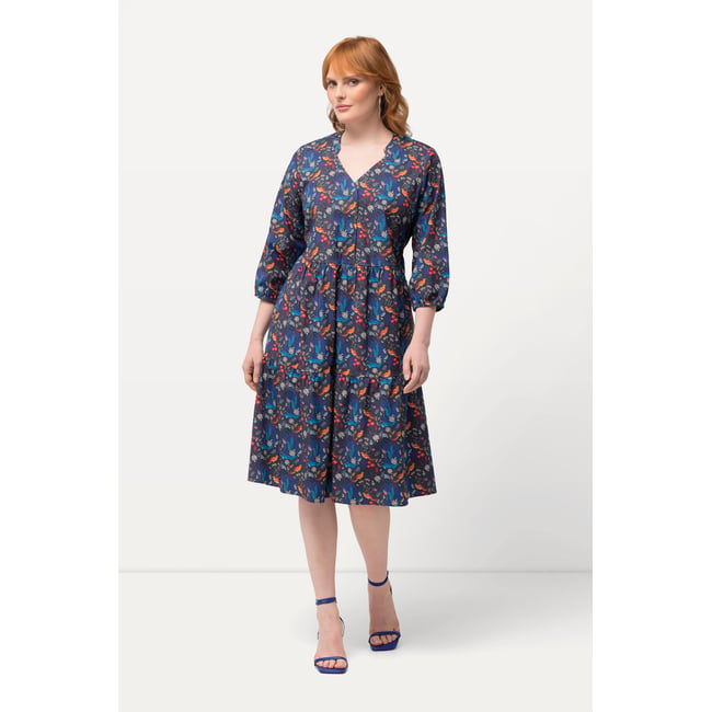 Robe tunique, oiseaux du paradis, col V - ULLA POPKEN