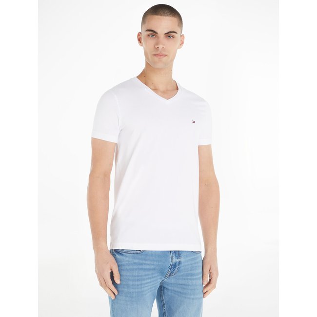 T-Shirt mit V-Ausschnitt, Baumwoll-Stretch - TOMMY HILFIGER