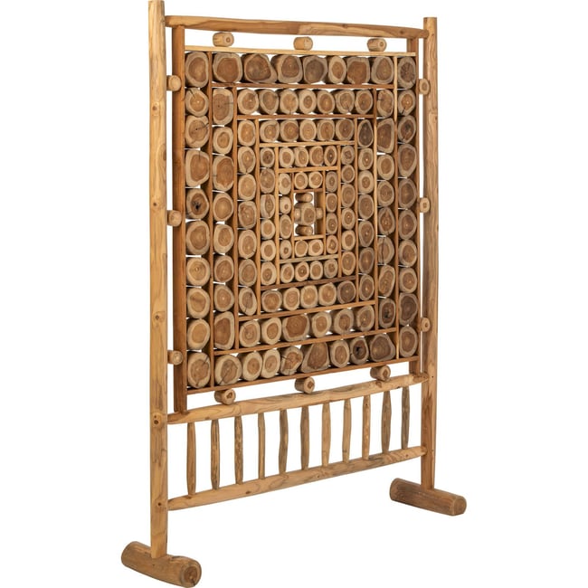 Cloison décorative rondelles de teck Couleur naturel <span itemprop=