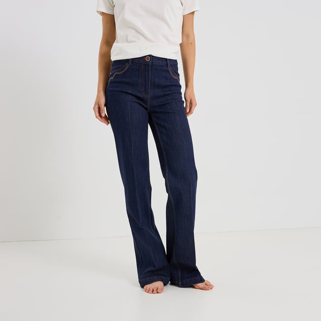 Jean flare TALL TOSLO F02 bleu brut <span itemprop=