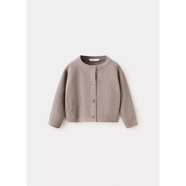 Cardigan maille manches longues marron moyen <span itemprop=