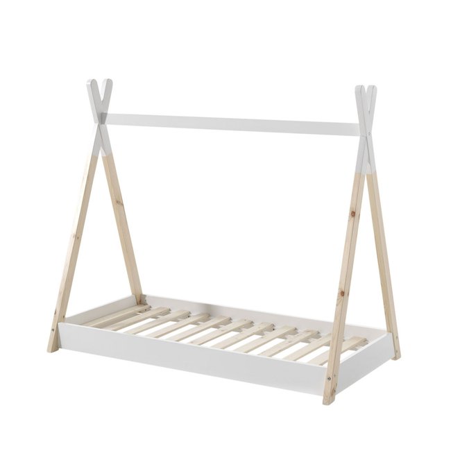 Lit enfant cabane en bois 70x140cm - DAYI Couleur blanc et bois clair <span itemprop=