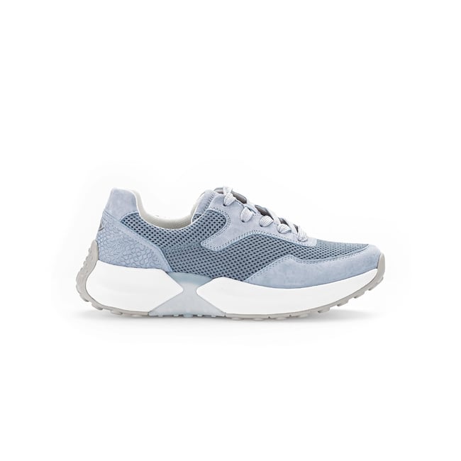 Baskets en cuir à talon compensé bleu <span itemprop=