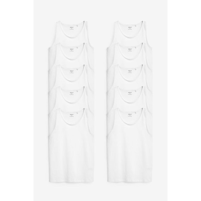 Débardeurs coupe classique, lot de 10 blanc <span itemprop=