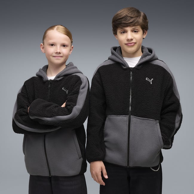 Veste zippée en molleton noir/gris <span itemprop=