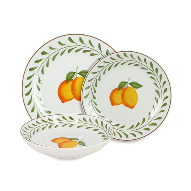 Service de table 36 pièces en porcelaine, LEMON Couleur blanc <span itemprop=