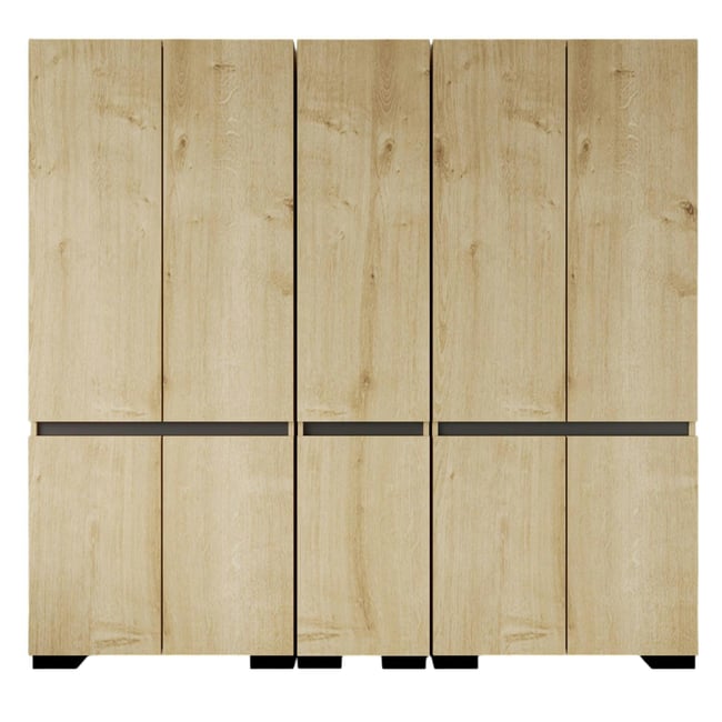 Dressing 10 portes 2 tringles décor chêne et anthracite 225 cm BYRON Couleur chêne <span itemprop=