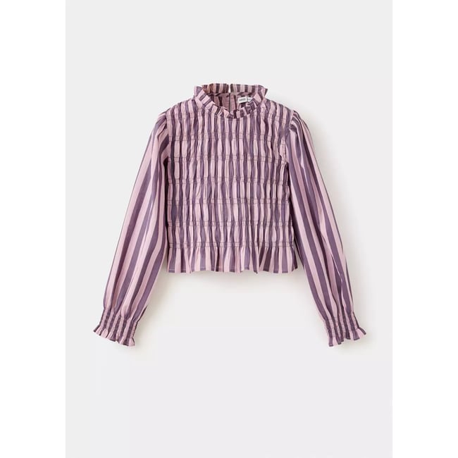 Chemisier froncé à rayures violet clair/pastel <span itemprop=
