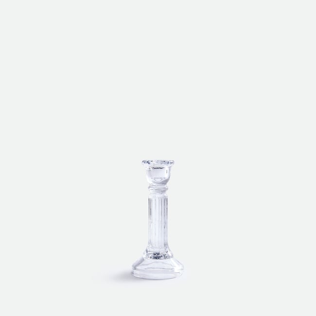 Candelero con pie, vidrio transparente, altura 15,6 cm, STRIA transparente <span itemprop=