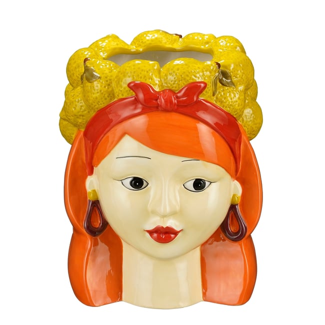 Cache-pot visage FUNNY Couleur jaune <span itemprop=