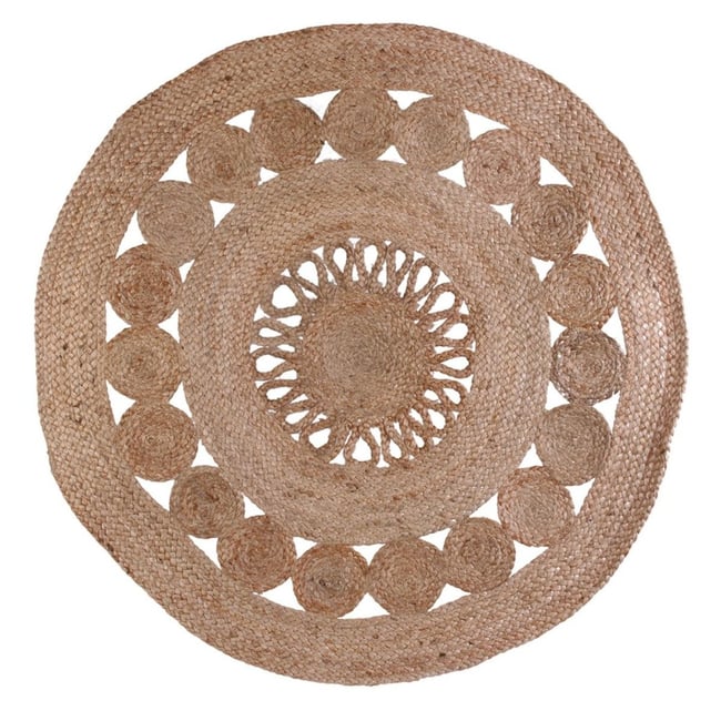 Tapis rond jute ajouré 90 Couleur v002235 <span itemprop=