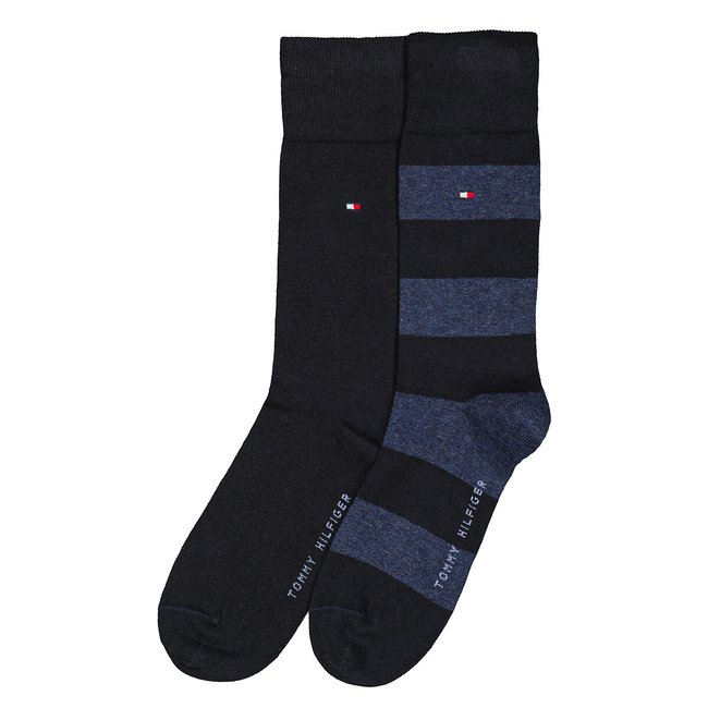 Lote de 2 pares de calcetines altos negro + azul marino <span itemprop=