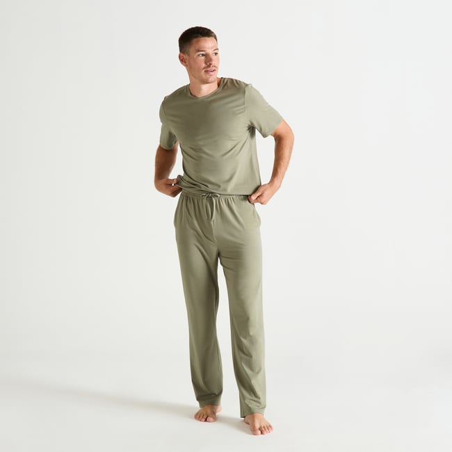 Pantalon  en jersey BASILE kaki <span itemprop=