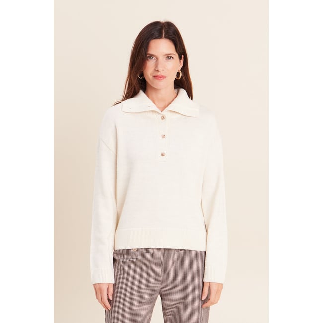 Pull col camionneur ecru <span itemprop=