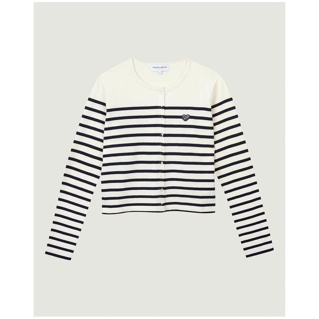 Gilet boutonné à rayures TOLBIAC  blanc rayé <span itemprop=