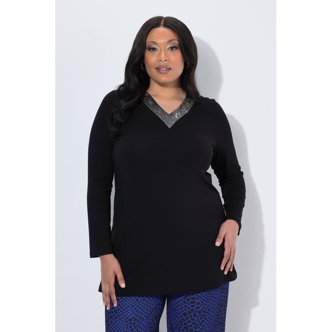 T-shirt long noir <span itemprop=