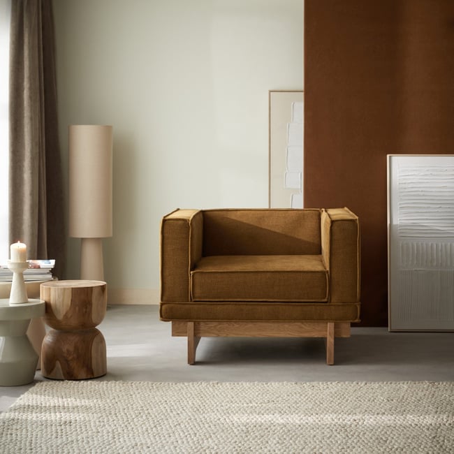 Fauteuil en Tissu massif, MIU Couleur moutarde <span itemprop=