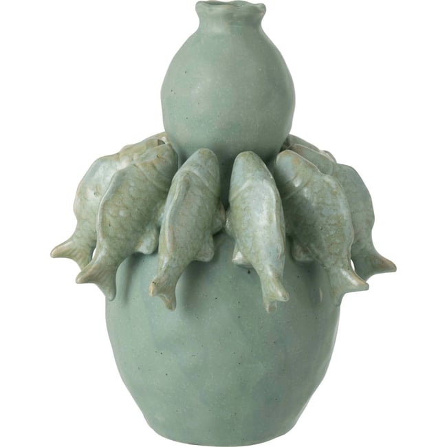 Vase poisson en porcelaine Couleur vert <span itemprop=
