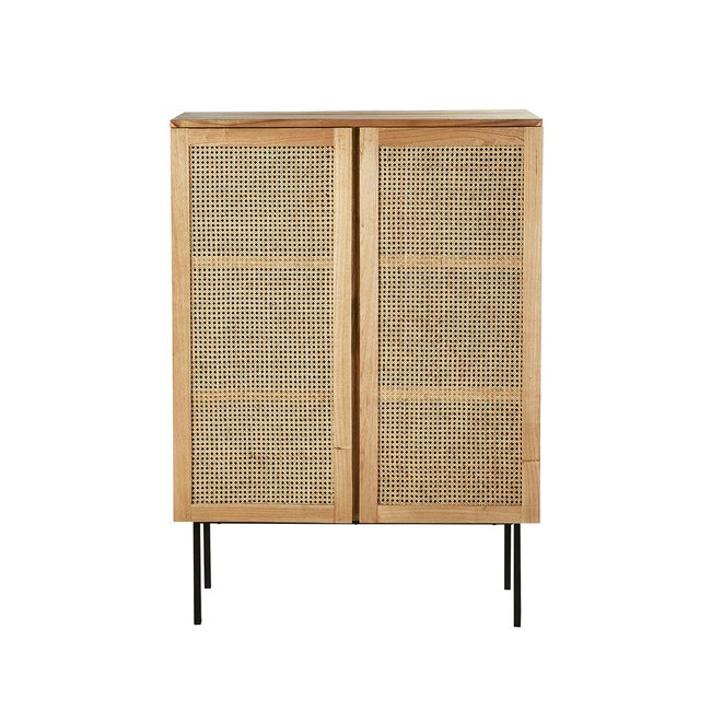 Armoire 2 portes en bois bassif et cannage  AUBIN Couleur naturel <span itemprop=