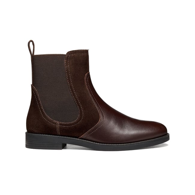 Stivaletti Chelsea in pelle, ESMEENA marrone scuro GEOX