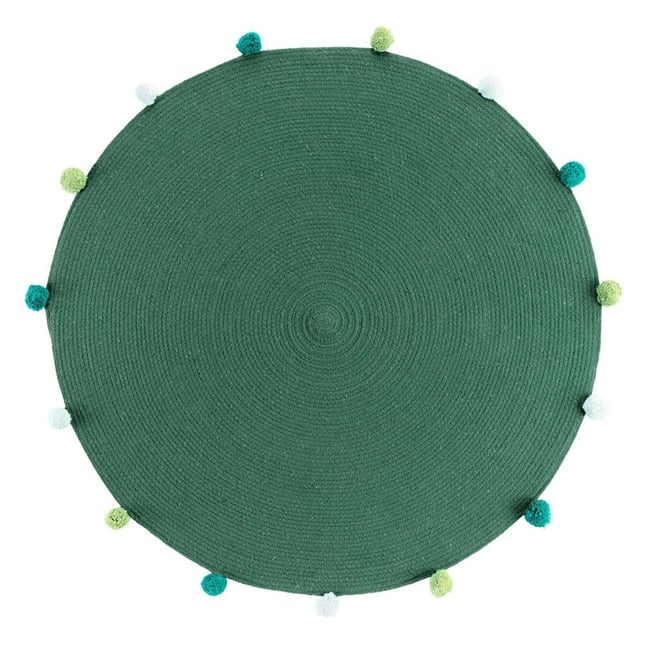 Tapis Rond Pompons 90  Pompomparty Gris - DECORATIE