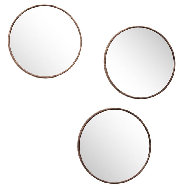 Lot de 3 miroirs diam 26 effet bois Couleur v002230 <span itemprop=