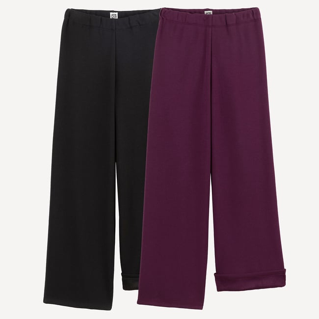 Lot de 2 pantalons larges et chauds noir + bordeaux <span itemprop=