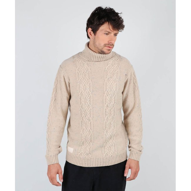 Pull col roulé en laine PELISTER marron <span itemprop=