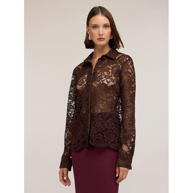 Chemise à motif floral marron <span itemprop=