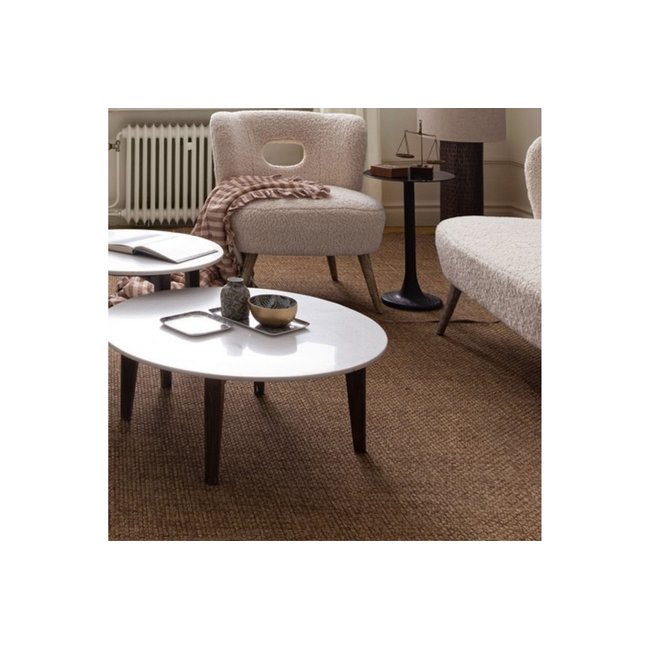 Table basse ronde vintage en manguier et marbre blanc D60 - BLANY Couleur blanc <span itemprop=
