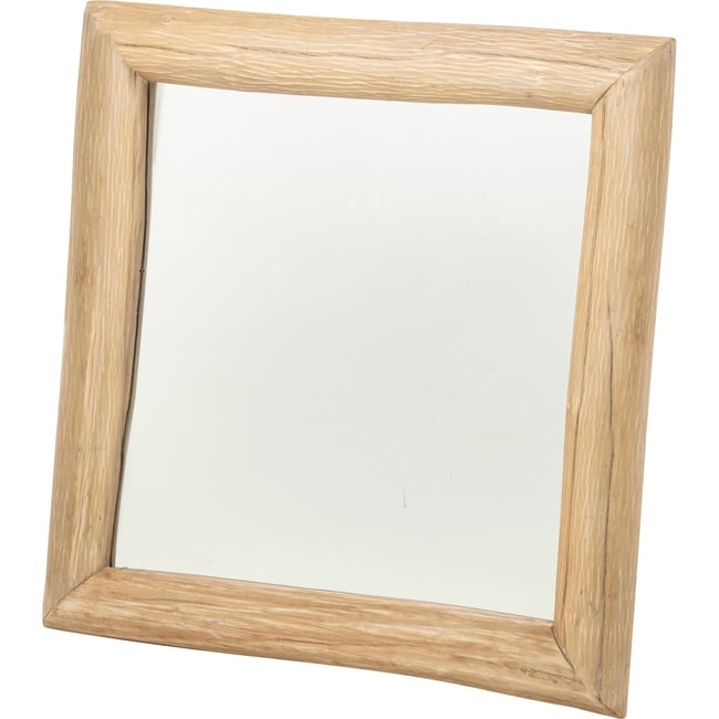 Miroir mural carré en bois de sapin Couleur naturel <span itemprop=