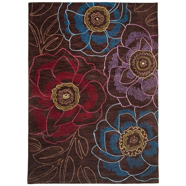 Tapis de Salon tapis Moderne Design  TROPICAL PASSION - 71% Polyester 20% Acrylique 9% Bambou Couleur marron multicolore <span itemprop=