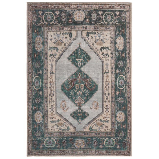 Tapis traditonnel, effet délavé, lavable ANTON Couleur vert <span itemprop=