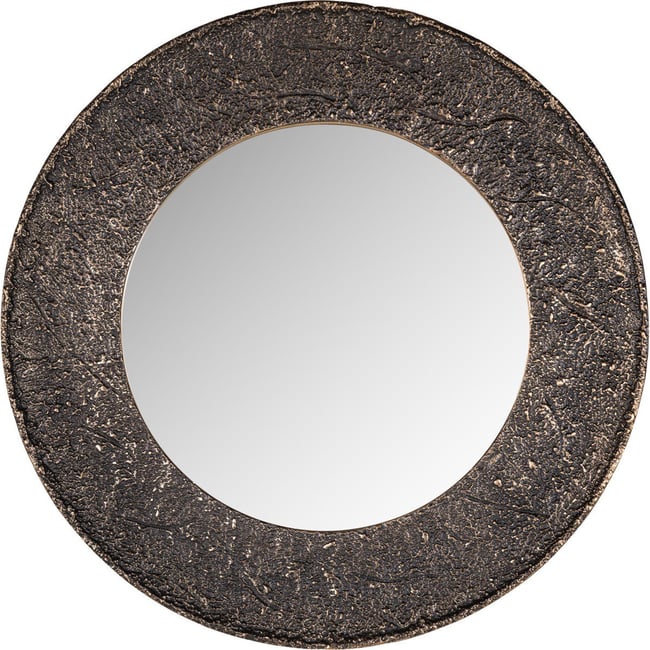 Miroir rond en aluminium au relief raffiné Couleur bronze <span itemprop=