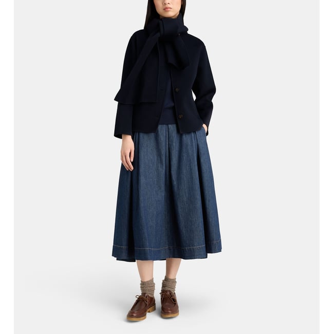 Manteau court oras bleu marine <span itemprop=