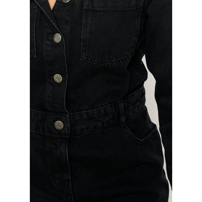 Robe courte en denim black <span itemprop=