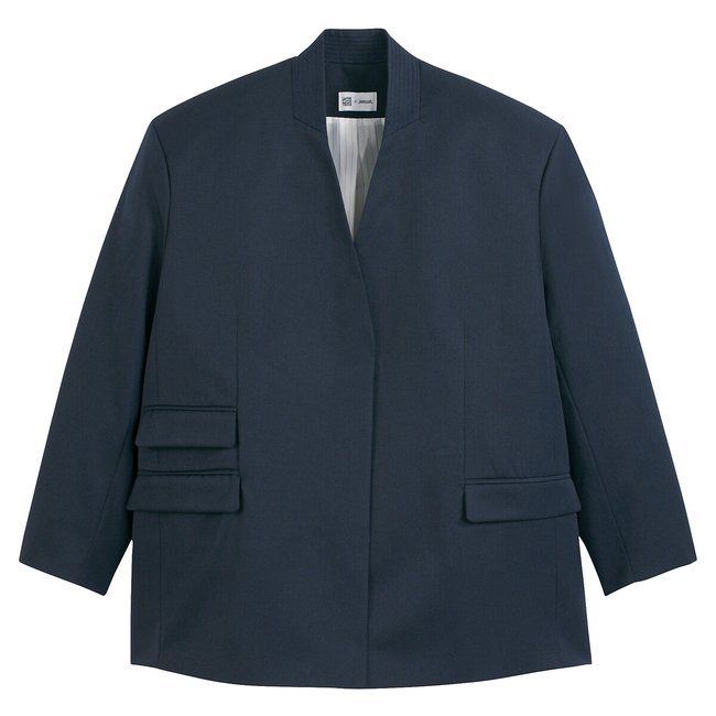 Blazer corte largo, fabricado na Europa marinho <span itemprop=