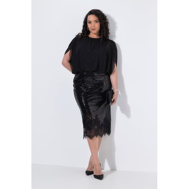 Jupe midi à paillettes, coupe Slim Fit noir <span itemprop=