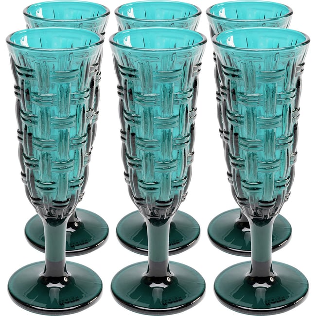 Lot de 6 flûtes à champagne, TISSUE Couleur bleu <span itemprop=