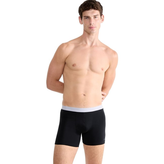 Lot de 2 boxers longs unis, Go ABC noir <span itemprop=