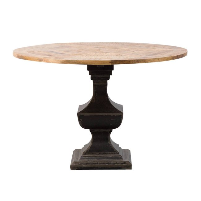 Table à manger ronde en bois de manguier VITTO Couleur noir <span itemprop=