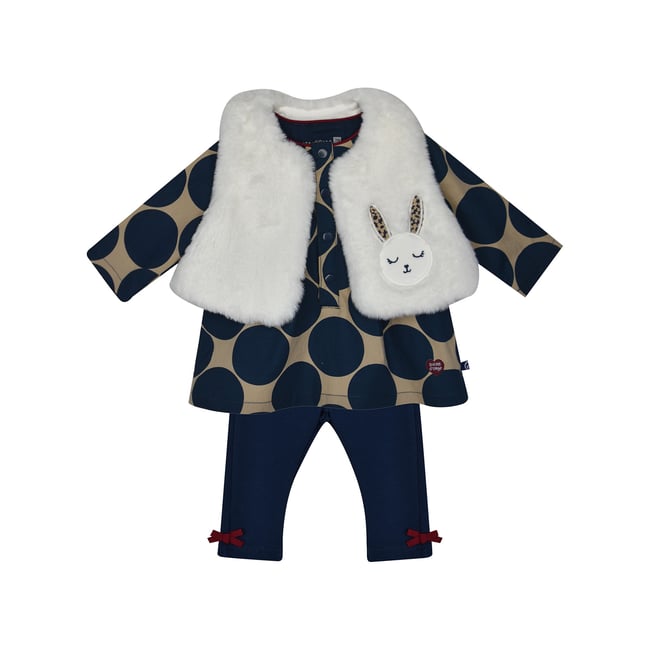 Tunique + pantalon + petit gilet florence bleu <span itemprop=