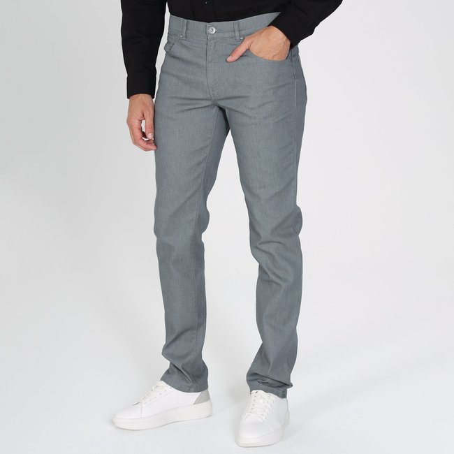 Pantalon coupe regular en coton PETRO gris <span itemprop=