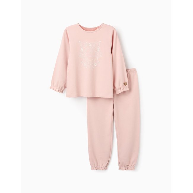 Pyjama T-shirt à Manches Longues + Pantalon rose clair <span itemprop=