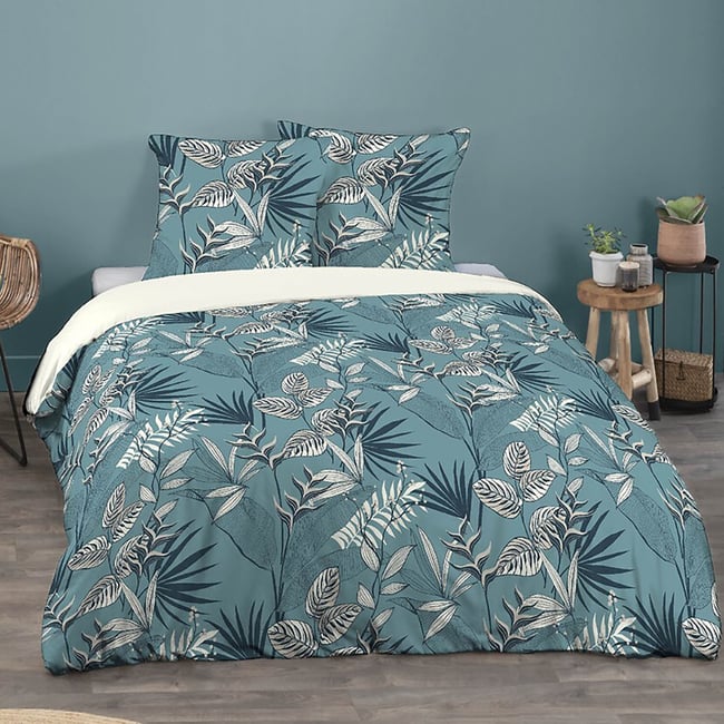 Parure housse de couette en microfibre imprimée, Grace vert <span itemprop=