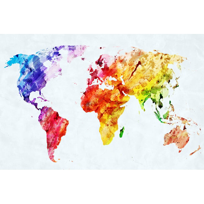 Tableau carte du monde multicolore - HEXOA