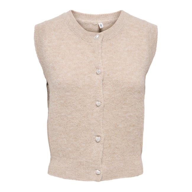 Sleeveless Heart Button Cardigan - ONLY